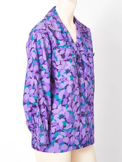 Yves Saint Laurent Rive Gauche Abstract Floral Pattern Cotton Shirt
