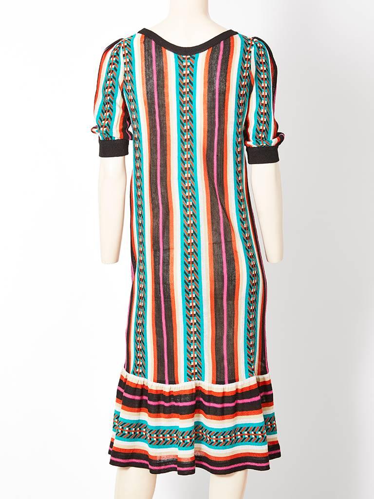 Brown Yves Saint Laurent  Bold Stripe Knit Day Dress For Sale