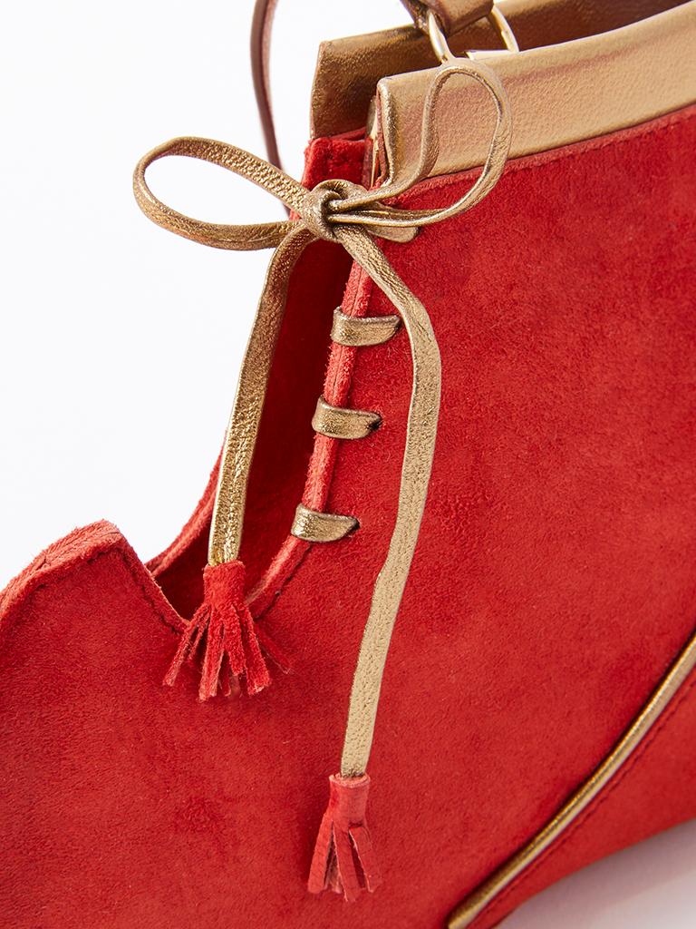 Red Ferragamo Suede Shoe Bag