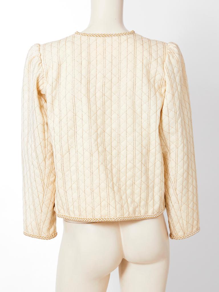 Women's Yves Saint Laurent Ivory Quilted Jacket with Lurex