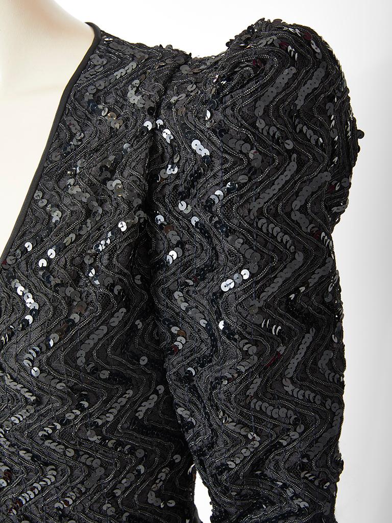 Black Galanos Beaded and Sequined Cocktail Dress For Sale