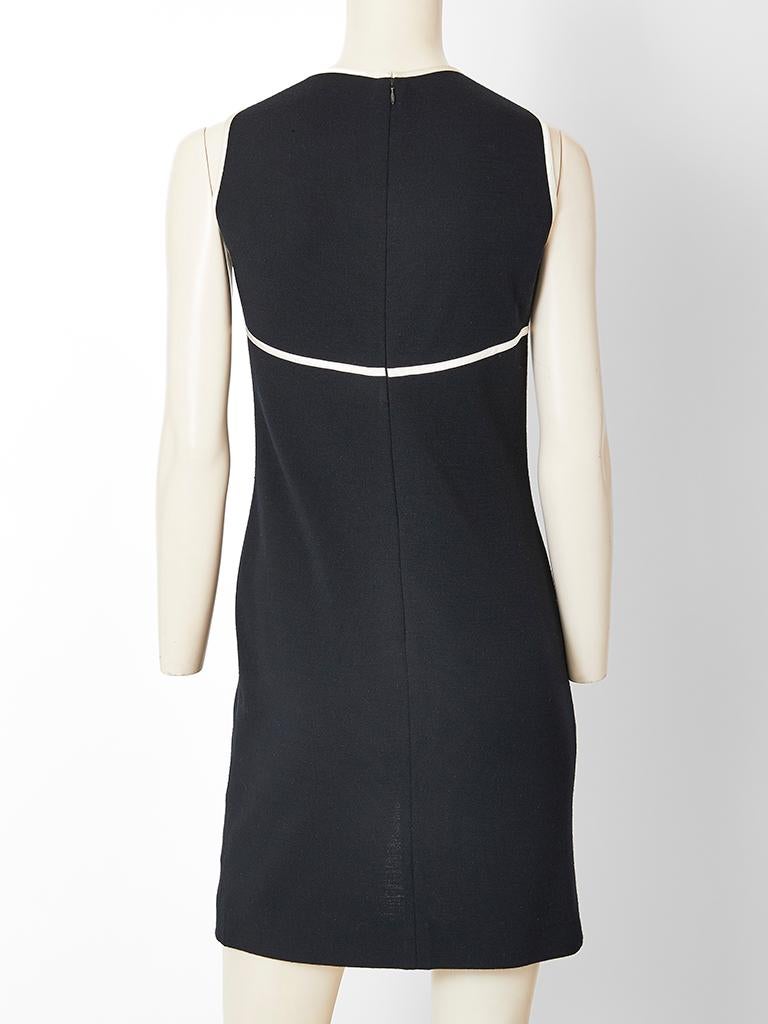 Geoffrey Beene Black and White Wool Jersey Dress In Excellent Condition For Sale In New York, NY