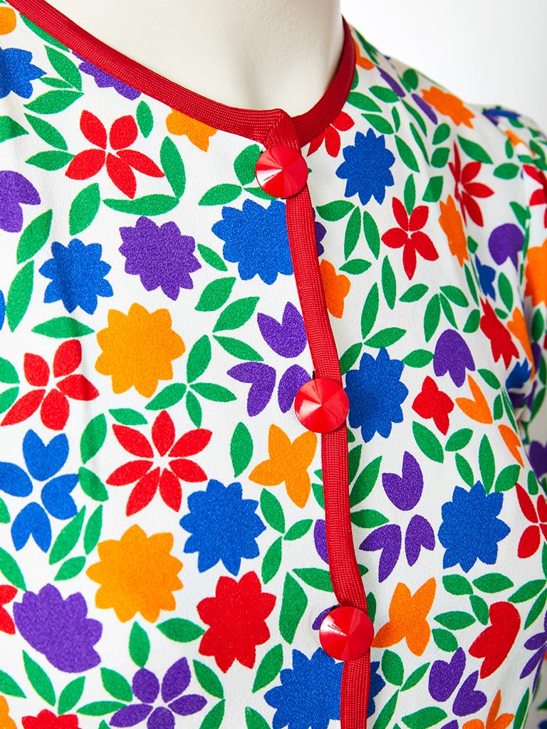 Beige Yves Saint Laurent Rive Gauche Floral Pattern Jacket