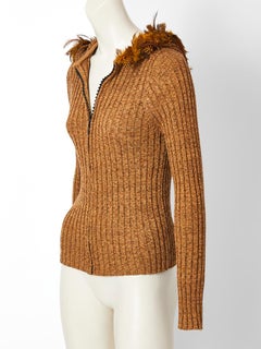 Yves Saint Laurent Hooded Cardigan with Feather Detail