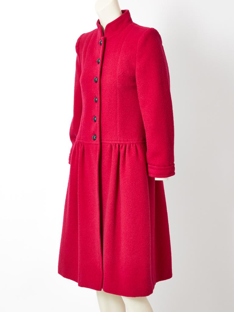 Red Yves Saint Laurent Rive Gauche Wool Boucle Coat