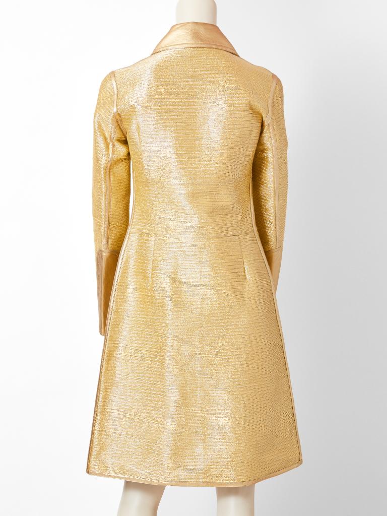 Tom Ford pour Gucci  Manteau de défilé doré avec détails en cuir Pour femmes en vente