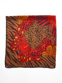Yves Saint Laurent Leopard and Butterfly Print Silk Scarf