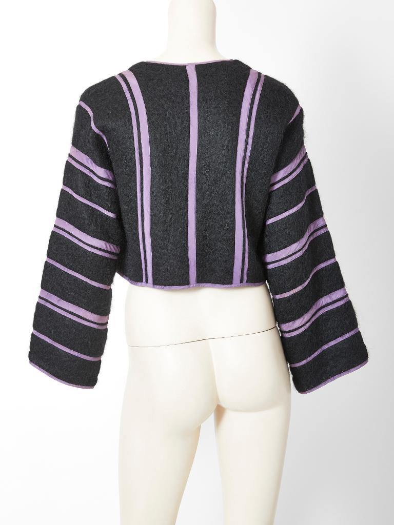 Black Geoffrey Beene Mohair Striped Bolero