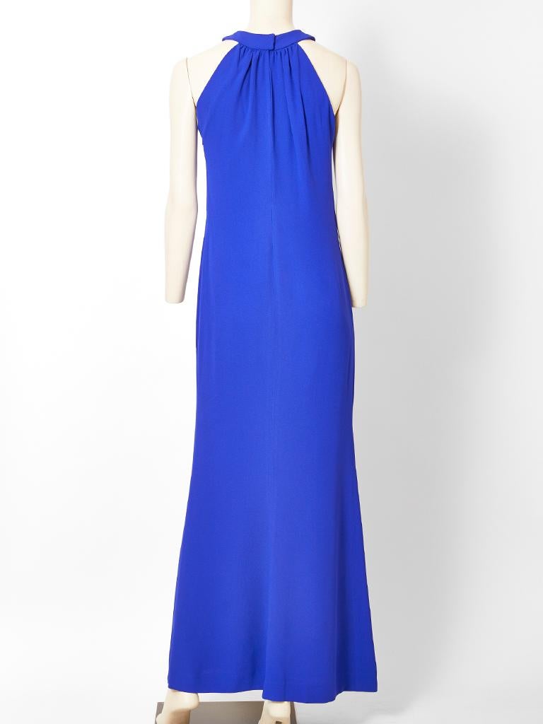 Blue Yvest Saint Laurent Rive Gauche Halter Neck Evening Gown