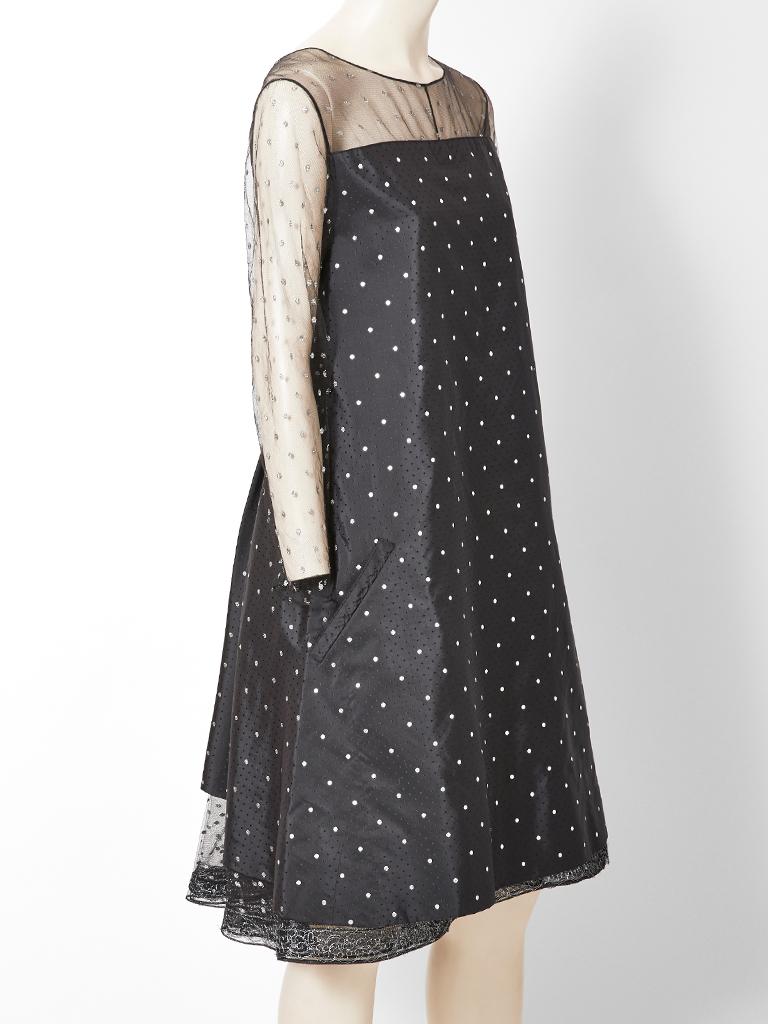 Black Geoffrey Beene Dotted Tulle Cocktail Dress For Sale