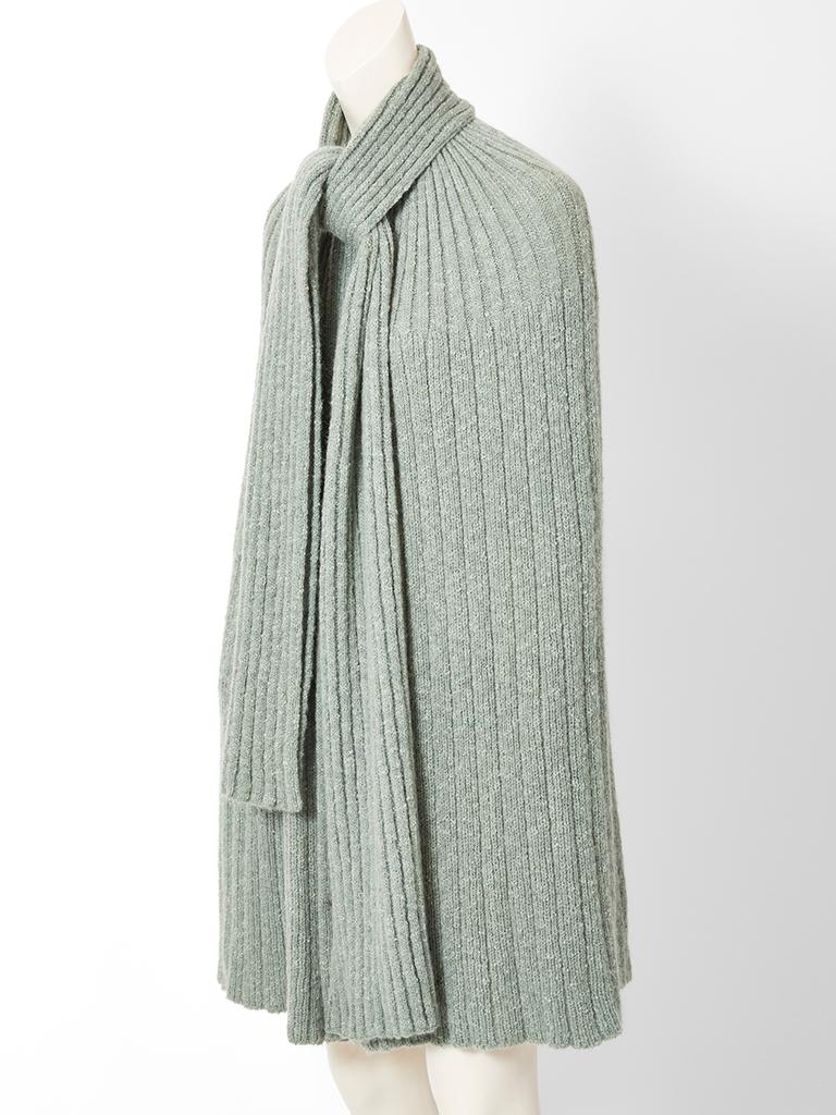 Missoni, celedon tone, ribbed knit cape having an attached 