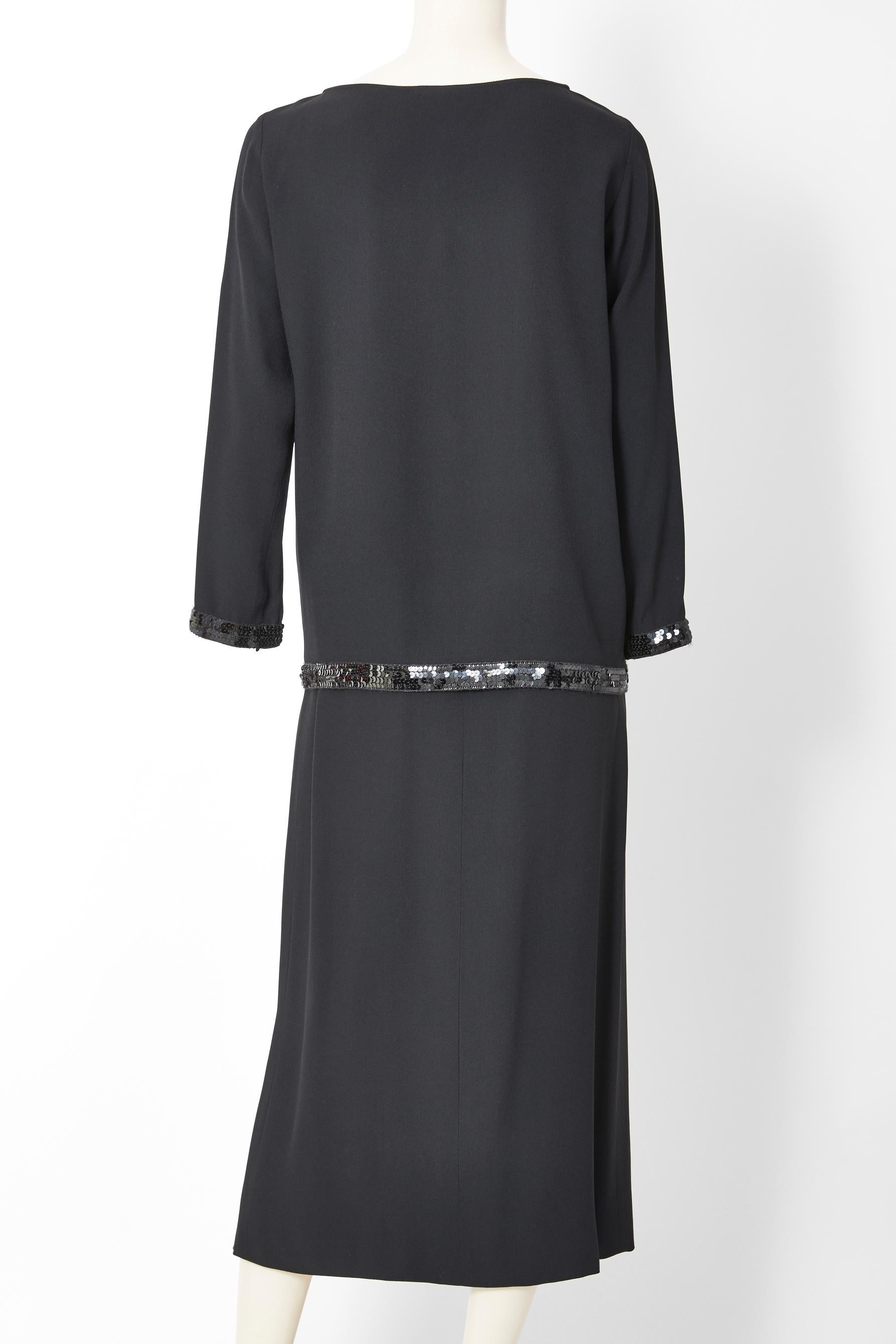 Black Yves Saint Laurent Tunic and Wrap Skirt Evening Ensemble