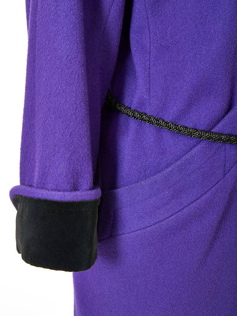 Purple Yves Saint Laurent Rive Gauche Double Breasted Wool and Velvet Jacket