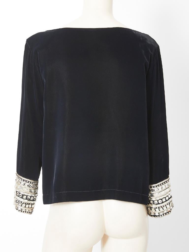 Yves Saint Laurent Velvet Top with Strass Embellishment In Good Condition In New York, NY