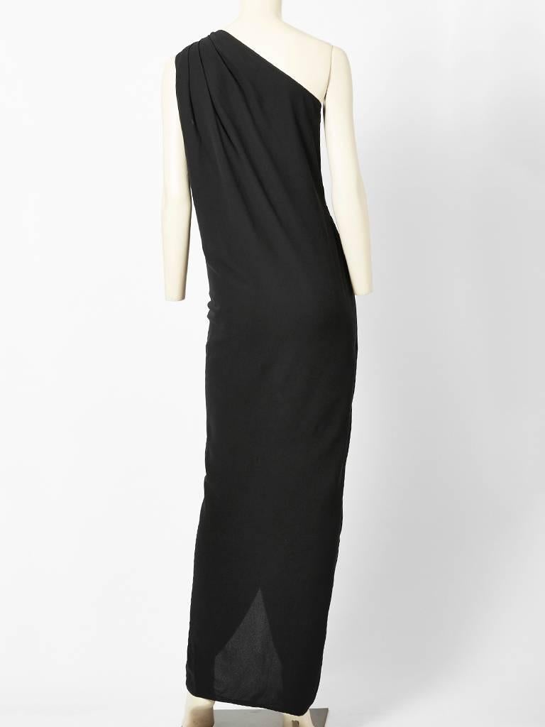 Black Ungaro Silk Crepe One Shoulder Gown