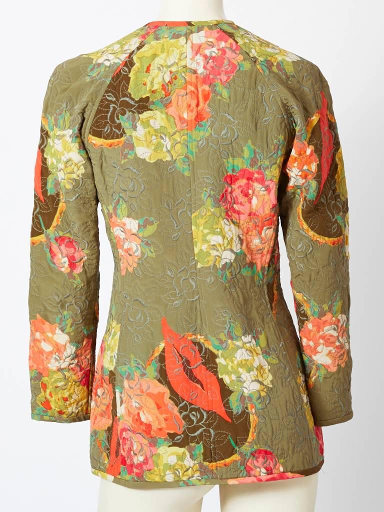 Brown Ungaro Floral Print Quilted Jacket