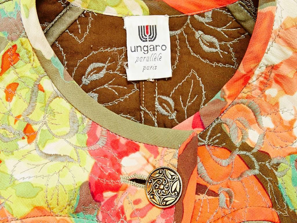 Ungaro Floral Print Quilted Jacket In Excellent Condition In New York, NY