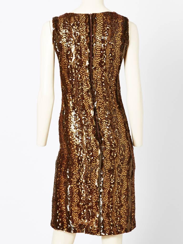 Brown Jenny Copper Sequined Knit Dress