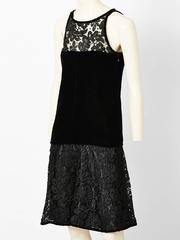 Yves Saint Laurent Lace and Velvet Cocktail Dress