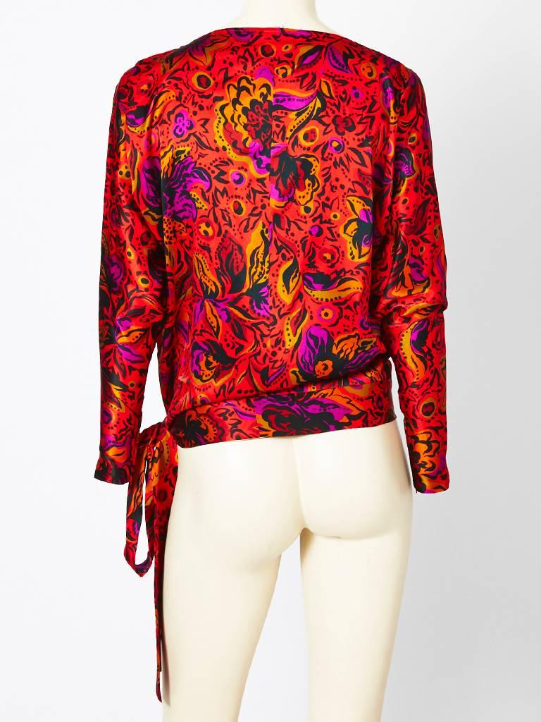 Yves Saint laurent Printed Silk Tunic In Excellent Condition In New York, NY