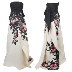 GUCCI F/w 2008 Gucci Floral Painted Tube Origami Dress Gown