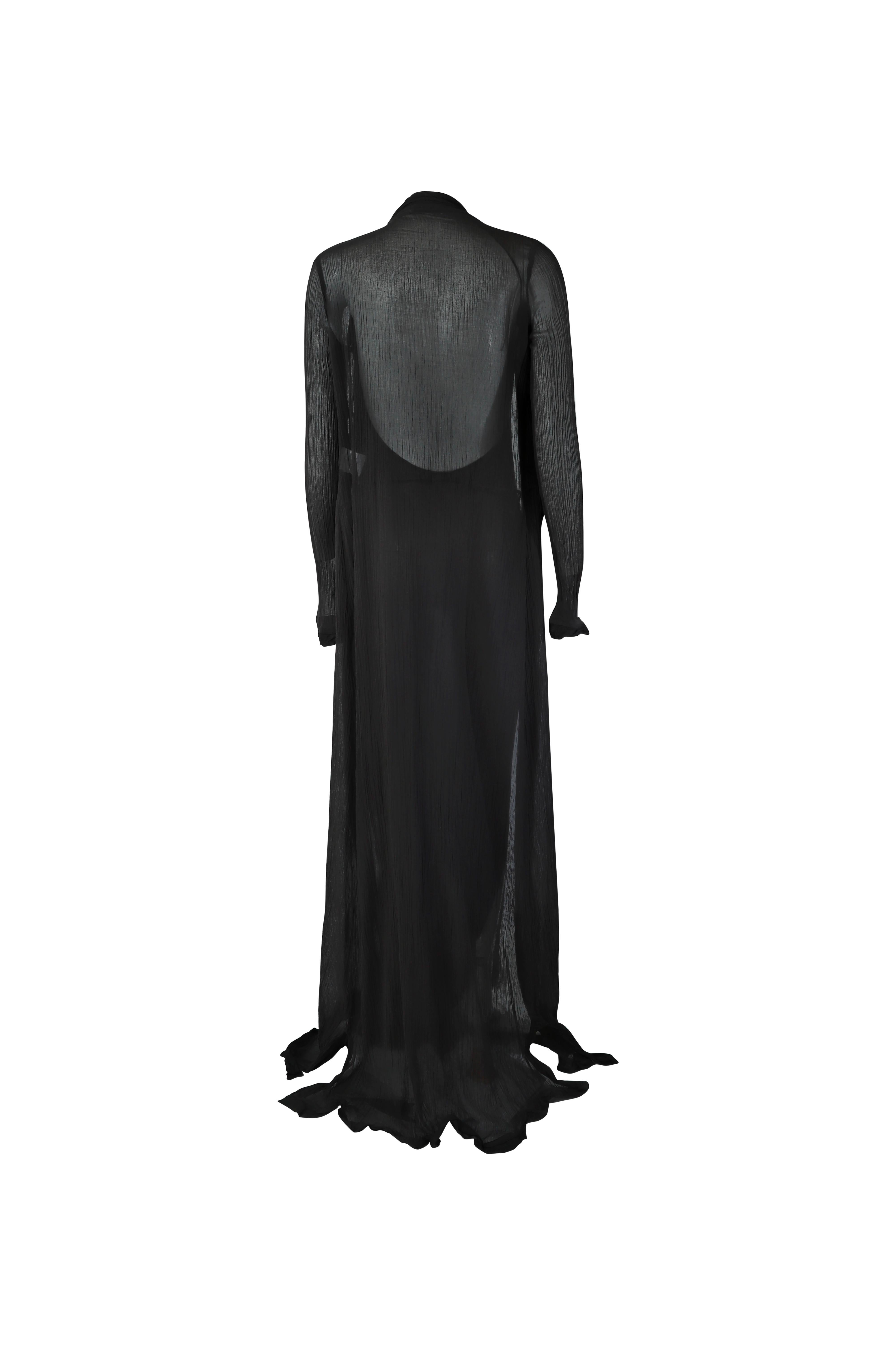 GUCCI S/s 2002 Durchsichtiger asymmetrischer schwarzer Staubmantel Maxikleid-Set im Angebot 2