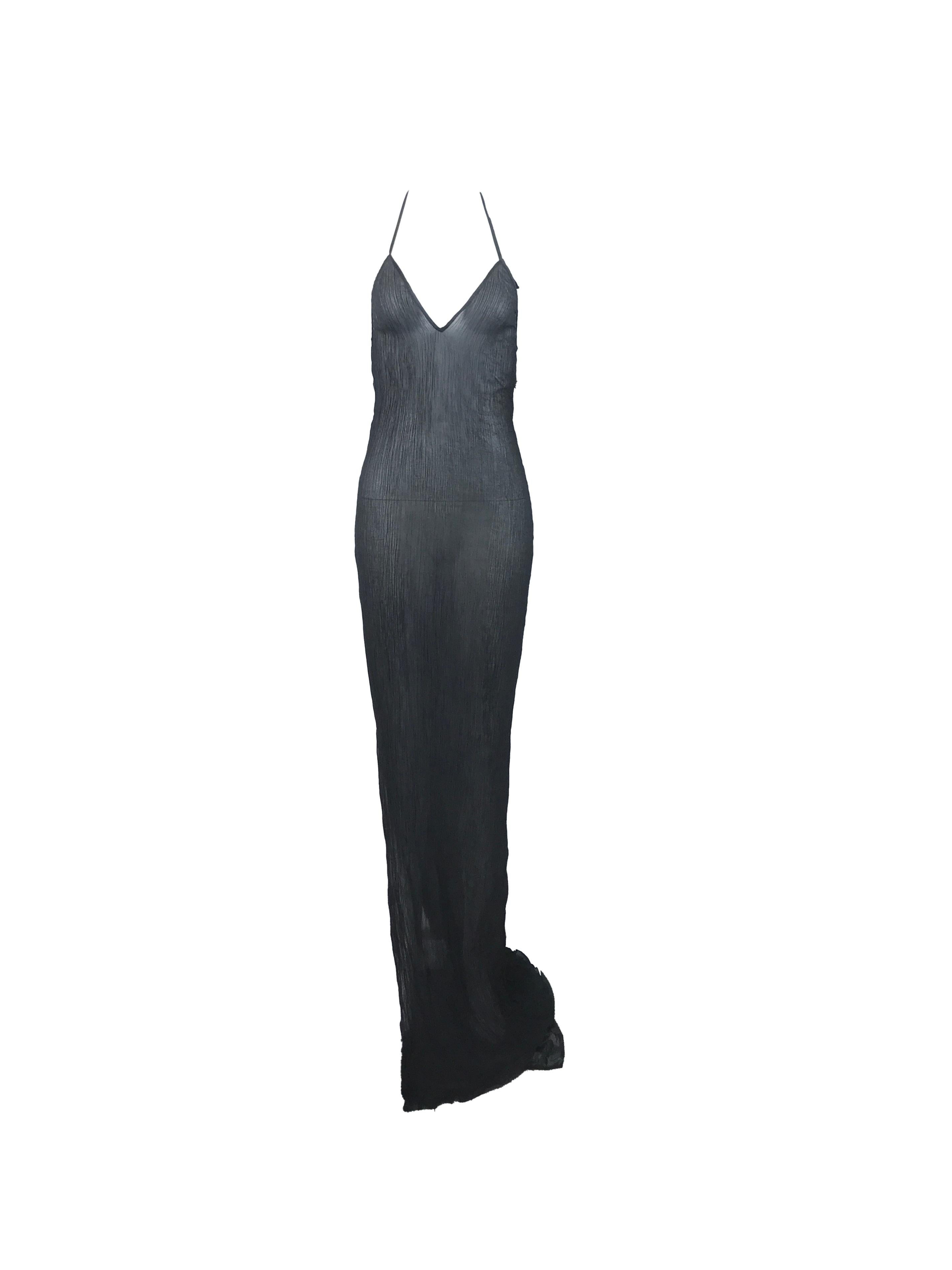 GUCCI S/s 2002 Durchsichtiger asymmetrischer schwarzer Staubmantel Maxikleid-Set im Angebot 4