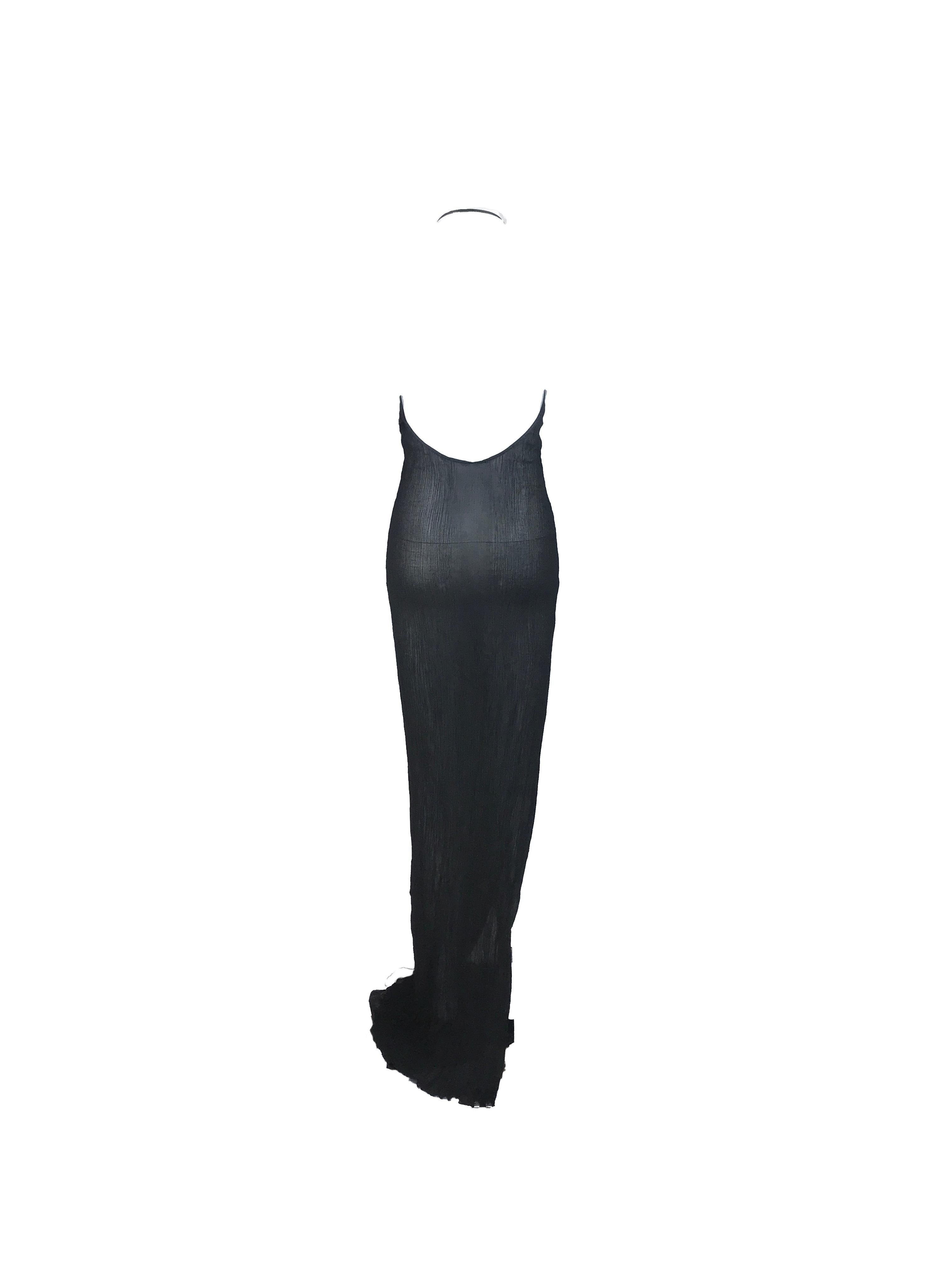 GUCCI S/s 2002 Durchsichtiger asymmetrischer schwarzer Staubmantel Maxikleid-Set im Angebot 6