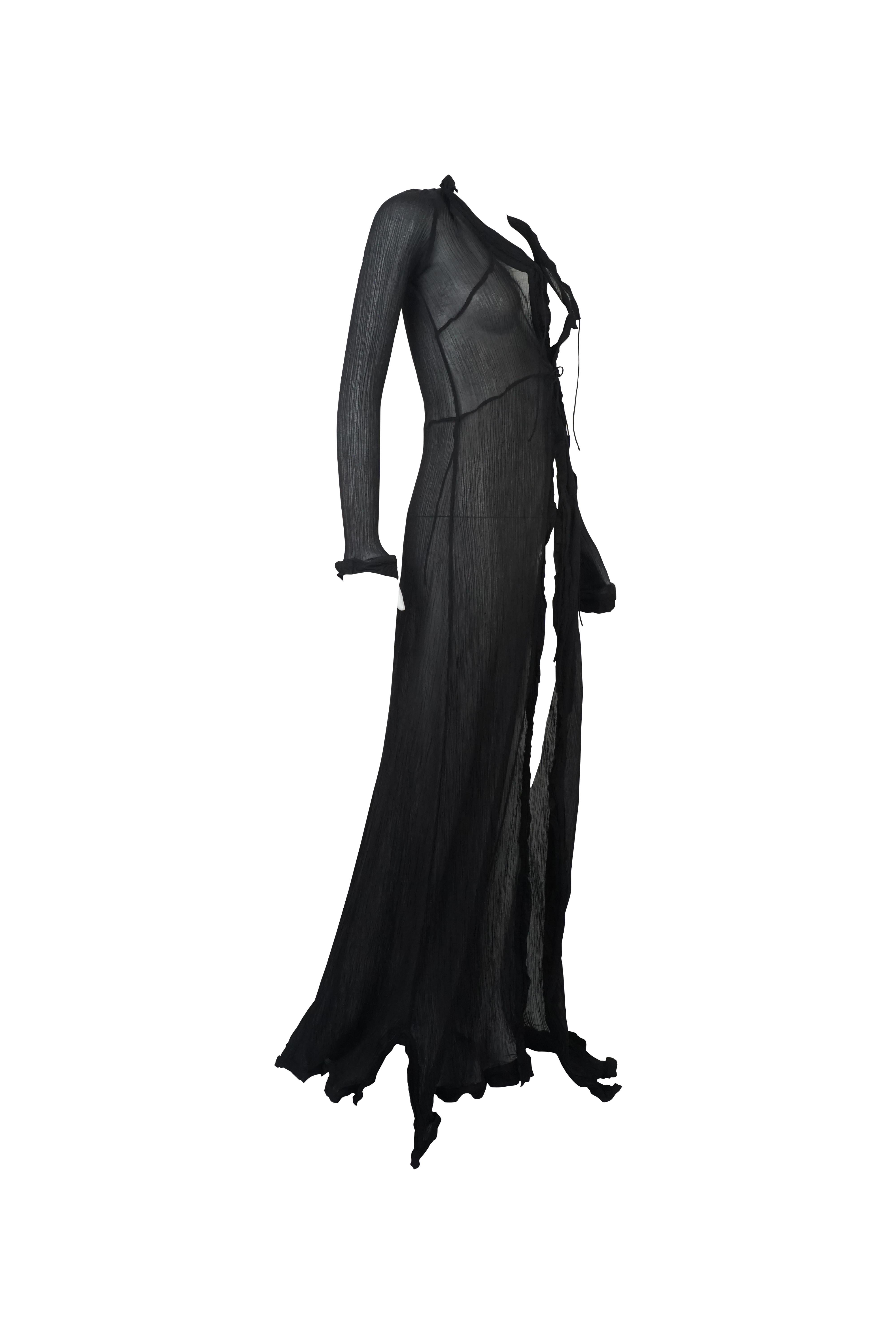 GUCCI S/s 2002 Durchsichtiger asymmetrischer schwarzer Staubmantel Maxikleid-Set im Angebot 8