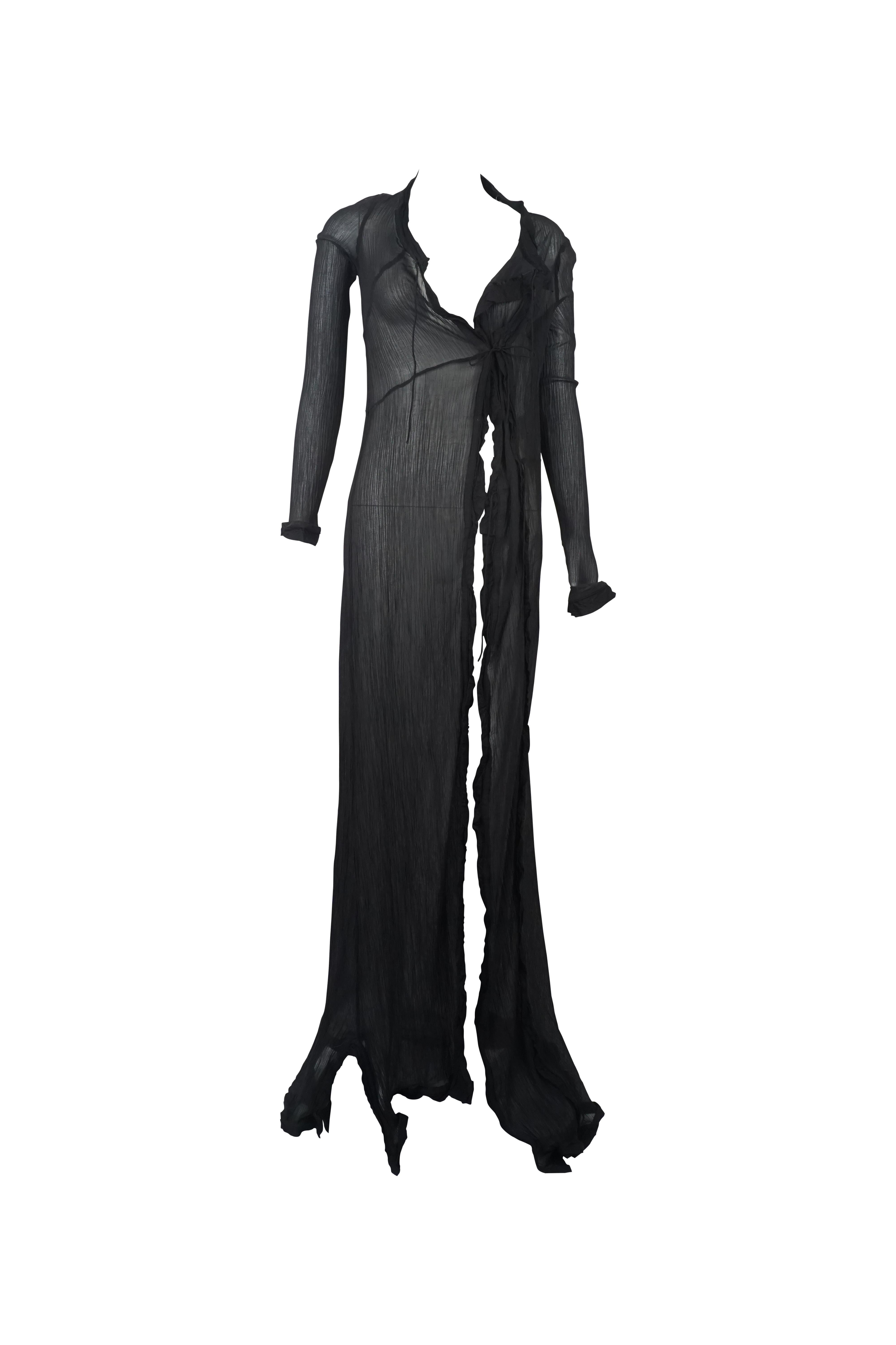 GUCCI S/s 2002 Durchsichtiger asymmetrischer schwarzer Staubmantel Maxikleid-Set im Angebot 7