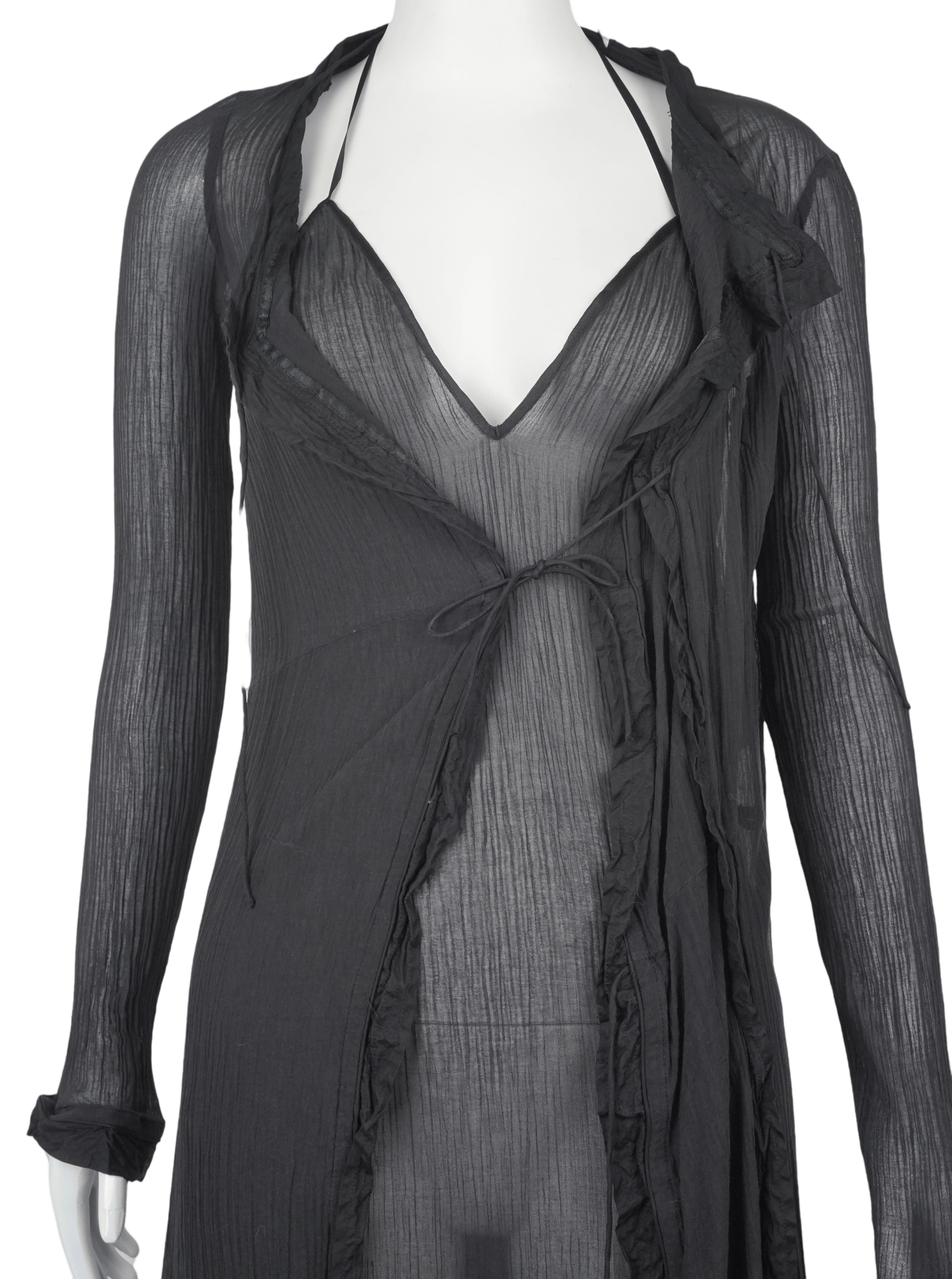 GUCCI S/s 2002 Durchsichtiger asymmetrischer schwarzer Staubmantel Maxikleid-Set im Angebot 9