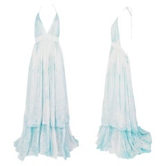 ROBERTO CAVALLI S/s 2007 Flowy Baby Blue Halter Neck Gown New With Tags