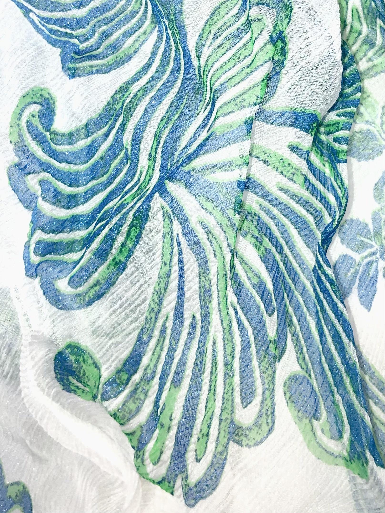 ROBERTO CAVALLI S/s 2007 Grün & Weiß Floral Glittering Halter Maxi Kleid NWT im Angebot 8