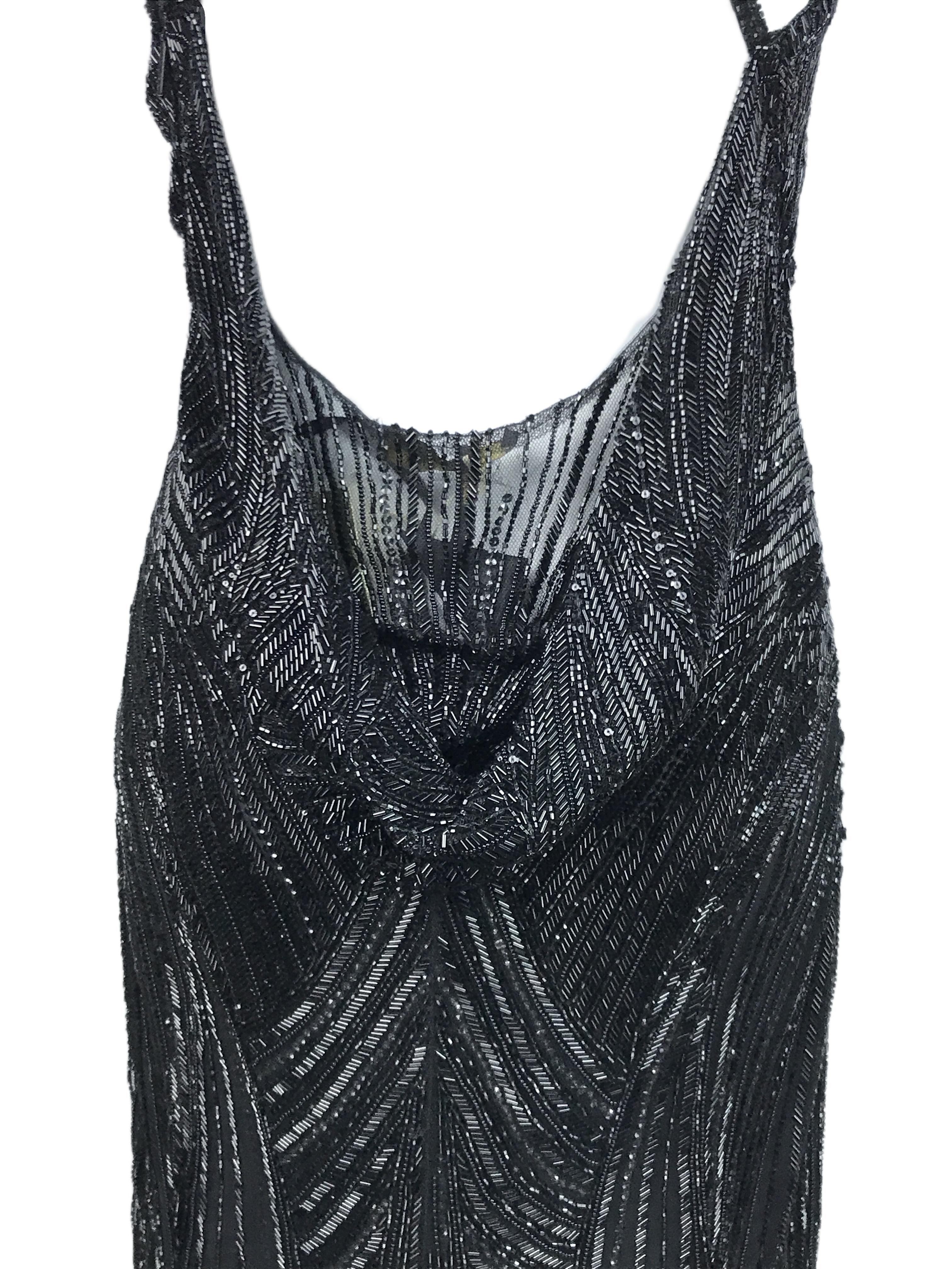 ROBERTO CAVALLI Schwarzes perlenbesetztes, tief heruntergezogenes Maxikleid Tagged. 2007 NWT im Angebot 5