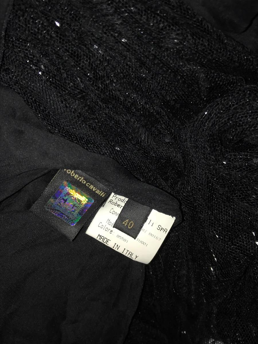 ROBERTO CAVALLI Schwarzes perlenbesetztes, tief heruntergezogenes Maxikleid Tagged. 2007 NWT im Angebot 9