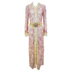 ROBERTO CAVALLI S/s 2007 Golden Pink Laser Cut Cuir Langes Kleid Neu Mit Tags
