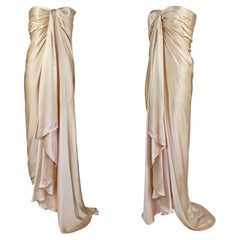 BALENCIAGA Museum Reedition 1960s Robe drapée bustier en soie champagne