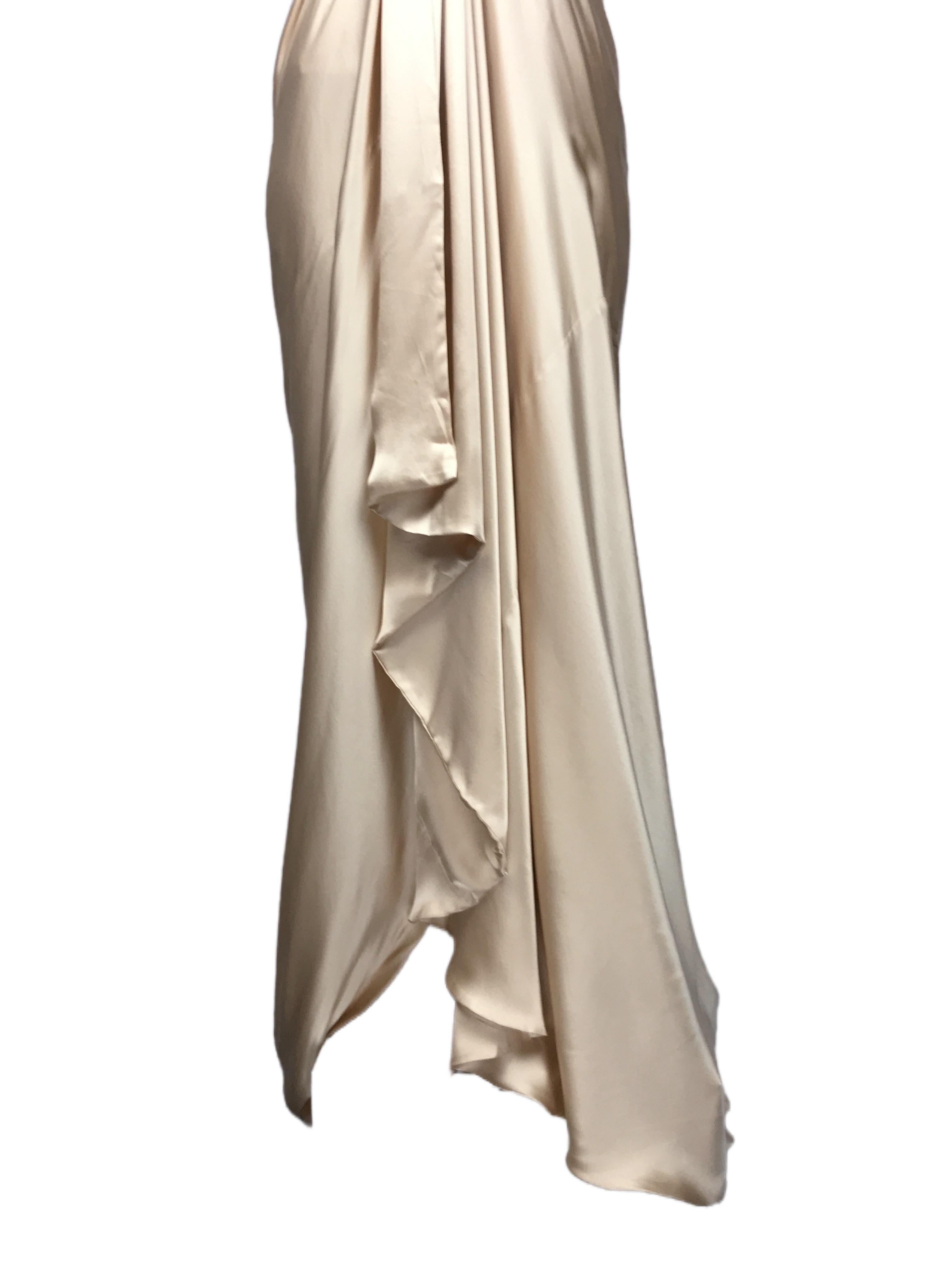 BALENCIAGA Museum Re-Edition 1960er Jahre Champagner Seide trägerlos drapiert Kleid im Angebot 3