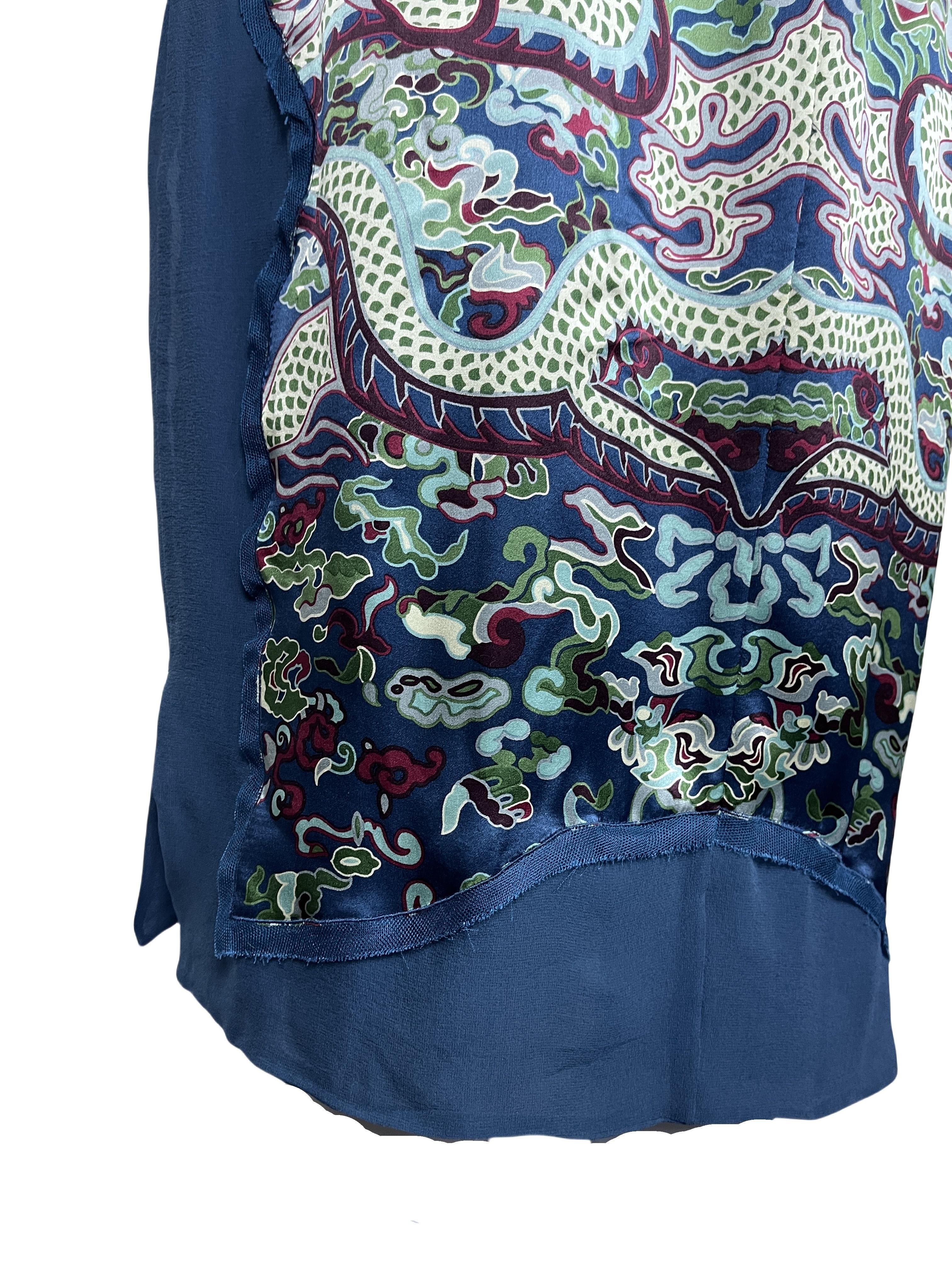 Ensemble jupe chinoise dragon teal YVES SAINT LAURENT By Tom Ford F/w 2004 en vente 7