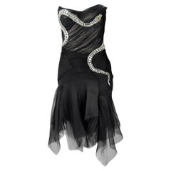 Gucci By Tom Ford S/s 2004 Black Strapless Crystal Snake Dress NWT (Robe sans bretelles en serpent de cristal)
