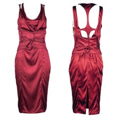 GUCCI By Tom Ford F/w 2003 Abito in raso rosso intenso con corsetto NICOLE KIDMAN
