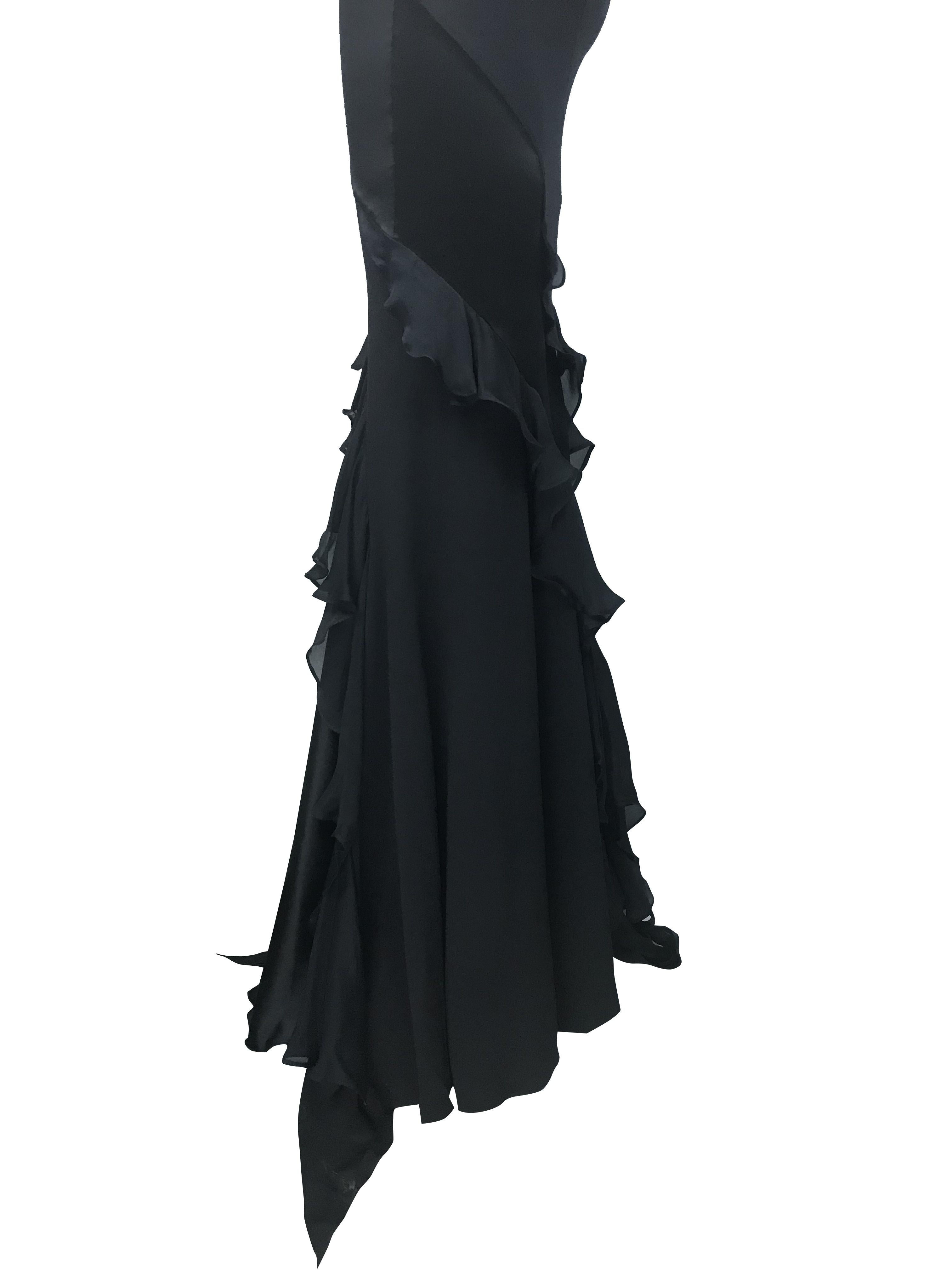 ROBERTO CAVALLI S/s 2004 Abito da sera in seta nera con taglio in sbieco a Cavalli NWT in vendita 2