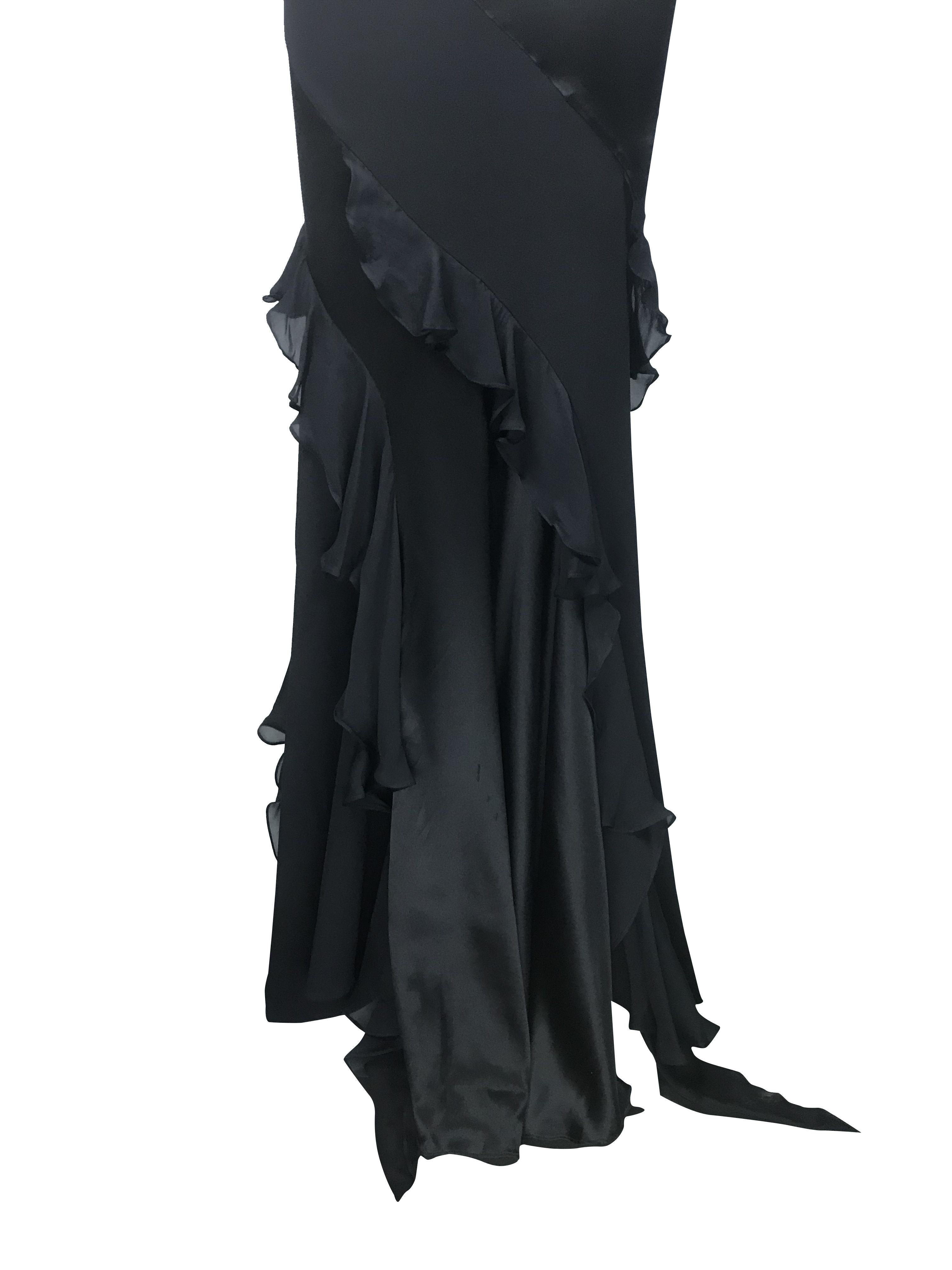 ROBERTO CAVALLI S/s 2004 Abito da sera in seta nera con taglio in sbieco a Cavalli NWT in vendita 1