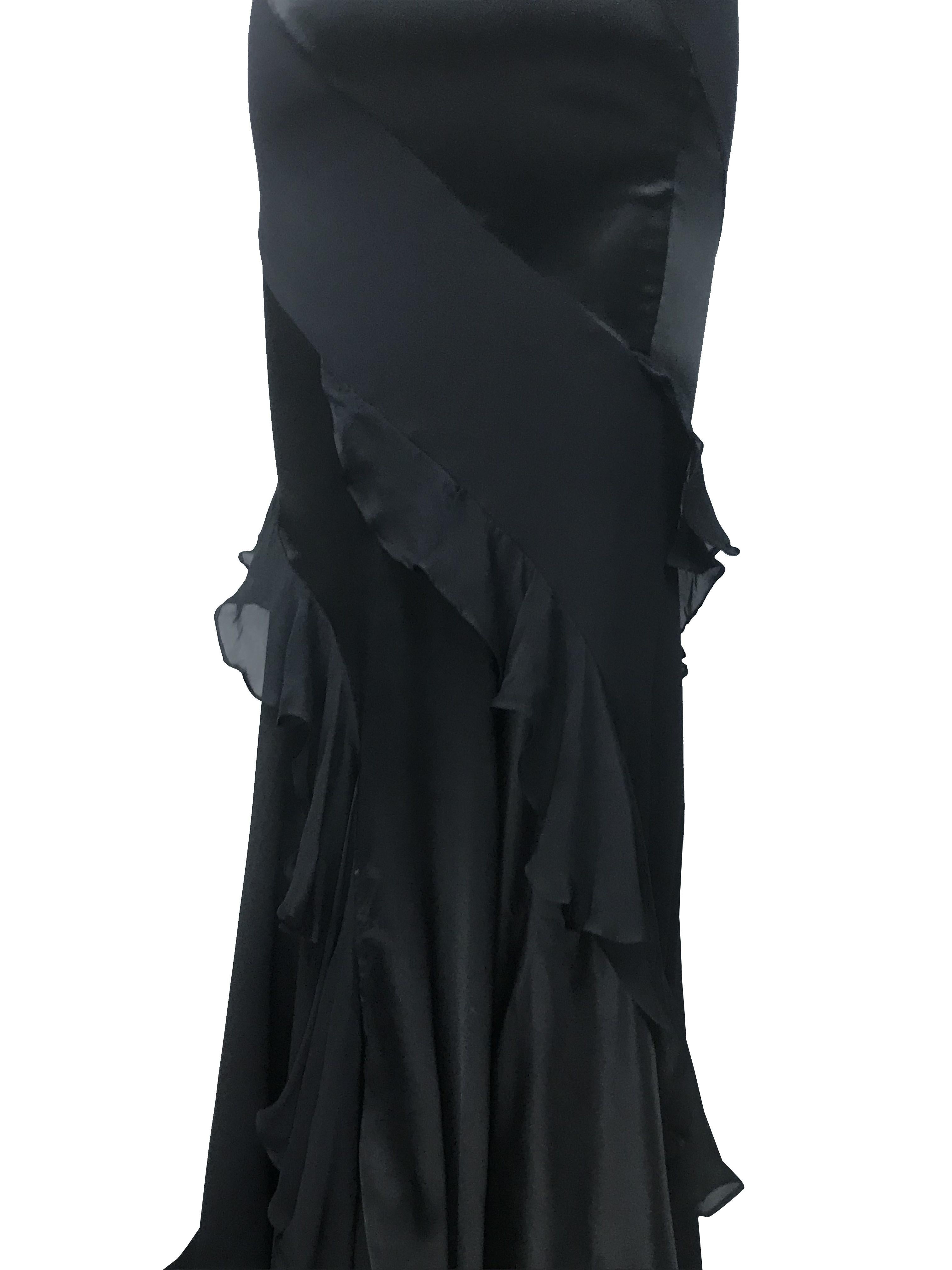 ROBERTO CAVALLI S/s 2004 Abito da sera in seta nera con taglio in sbieco a Cavalli NWT in vendita 3