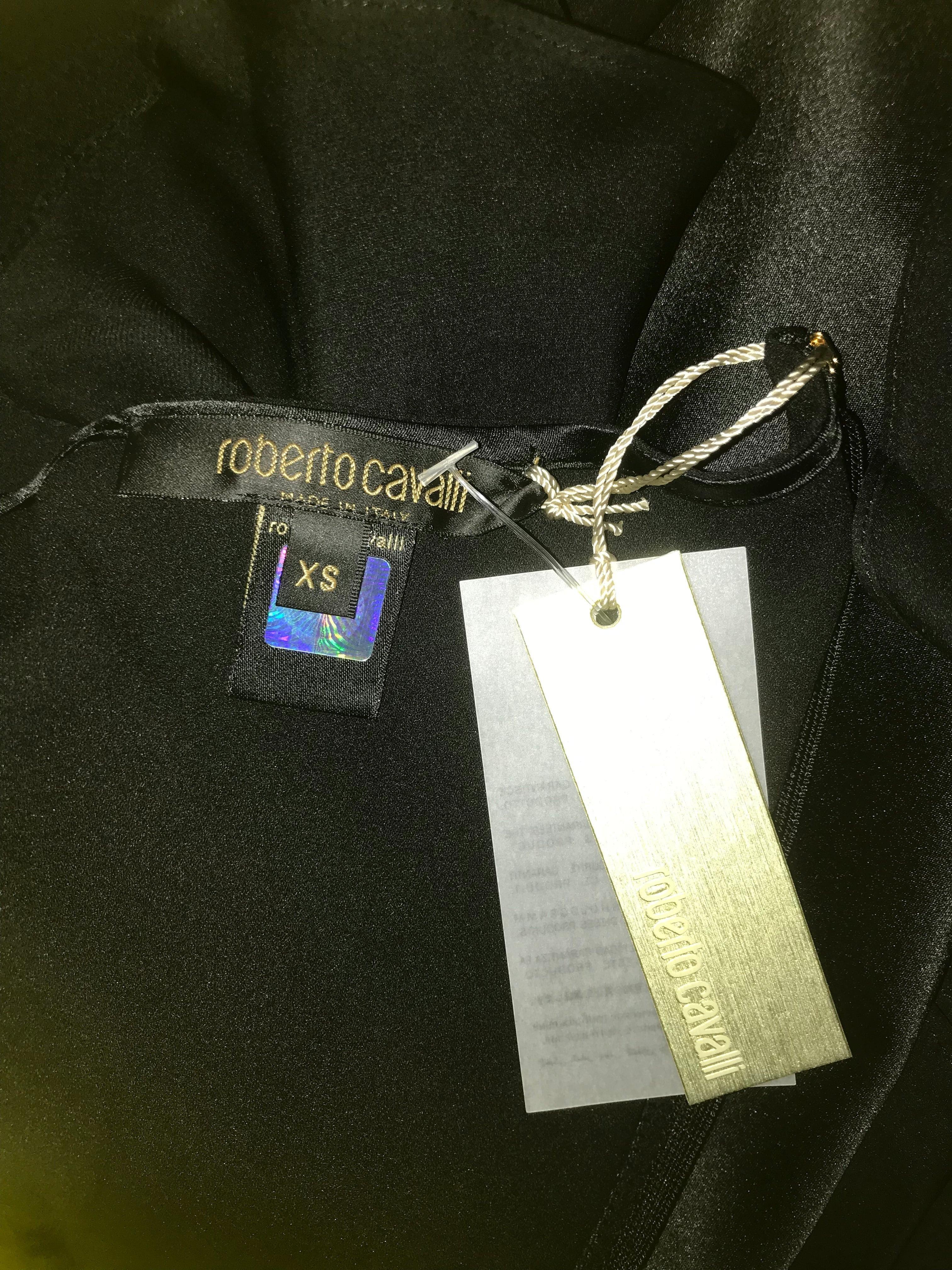 ROBERTO CAVALLI S/s 2004 Abito da sera in seta nera con taglio in sbieco a Cavalli NWT in vendita 4