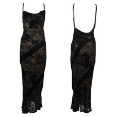 ROBERTO CAVALLI F/w 2006 Maxi abito con spalline trasparenti e fantasia in velluto