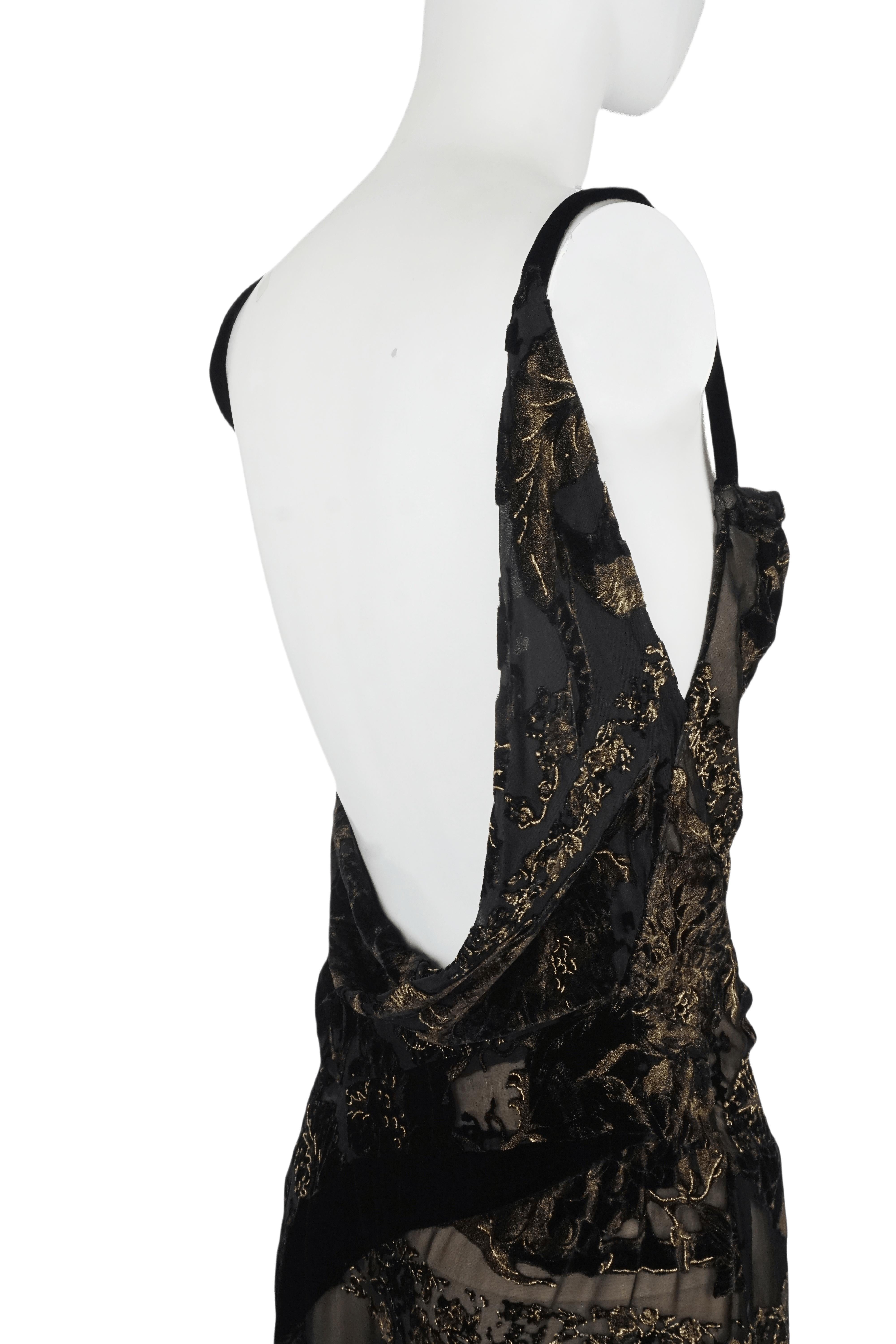 ROBERTO Cavalli F/H 2006 - Robe longue à bretelles spaghetti en velours à motifs transparents en vente 2