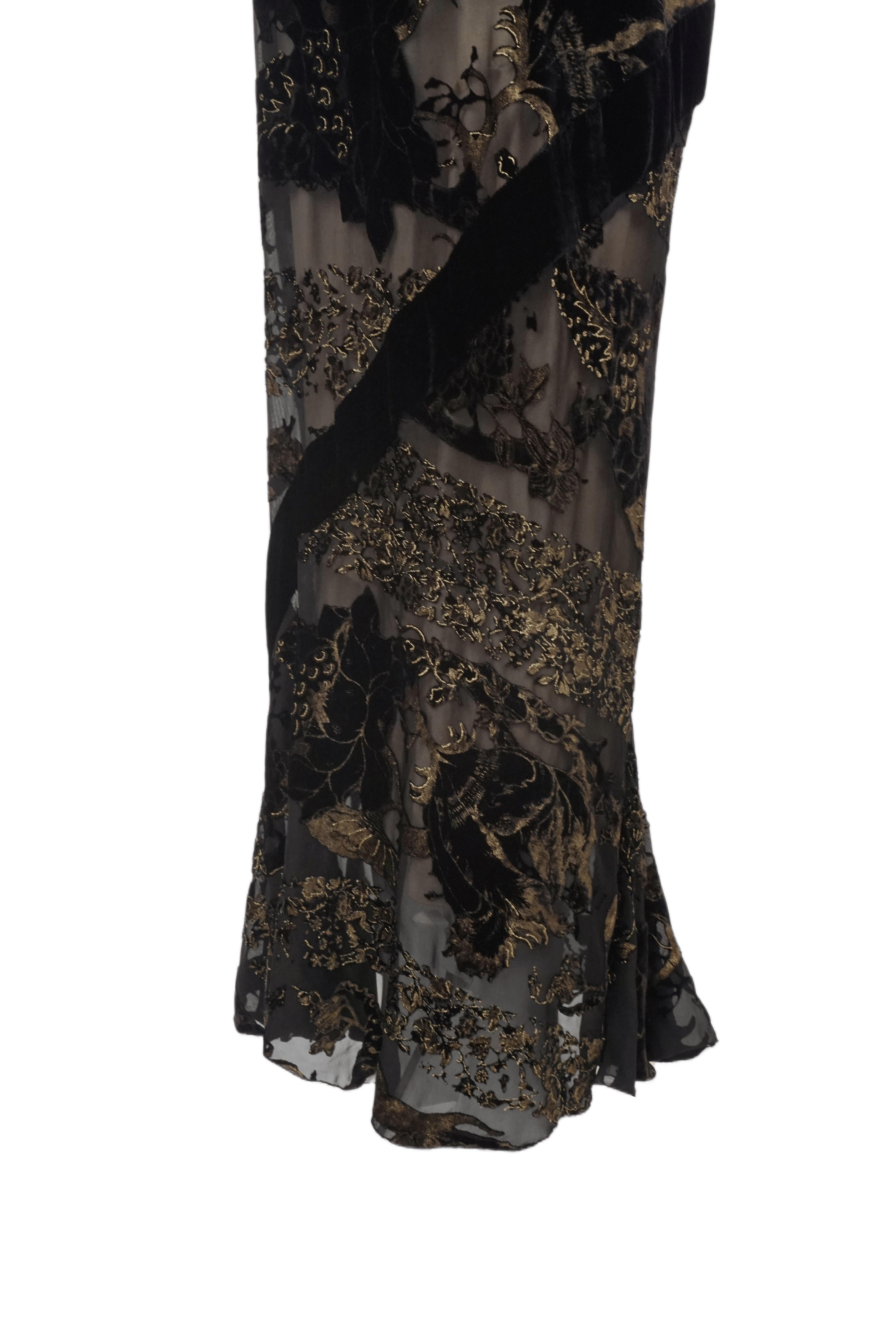 ROBERTO Cavalli F/H 2006 - Robe longue à bretelles spaghetti en velours à motifs transparents en vente 6