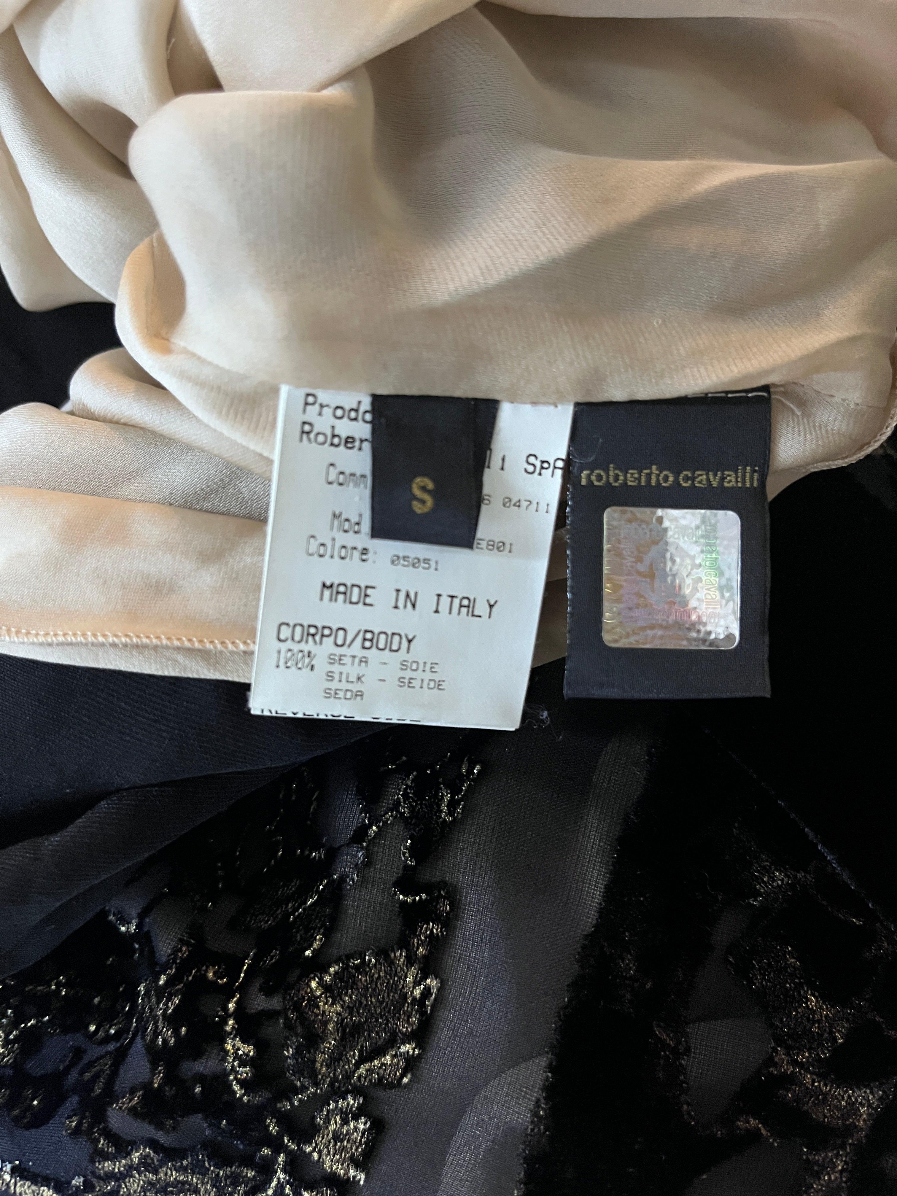 ROBERTO Cavalli F/H 2006 - Robe longue à bretelles spaghetti en velours à motifs transparents en vente 7