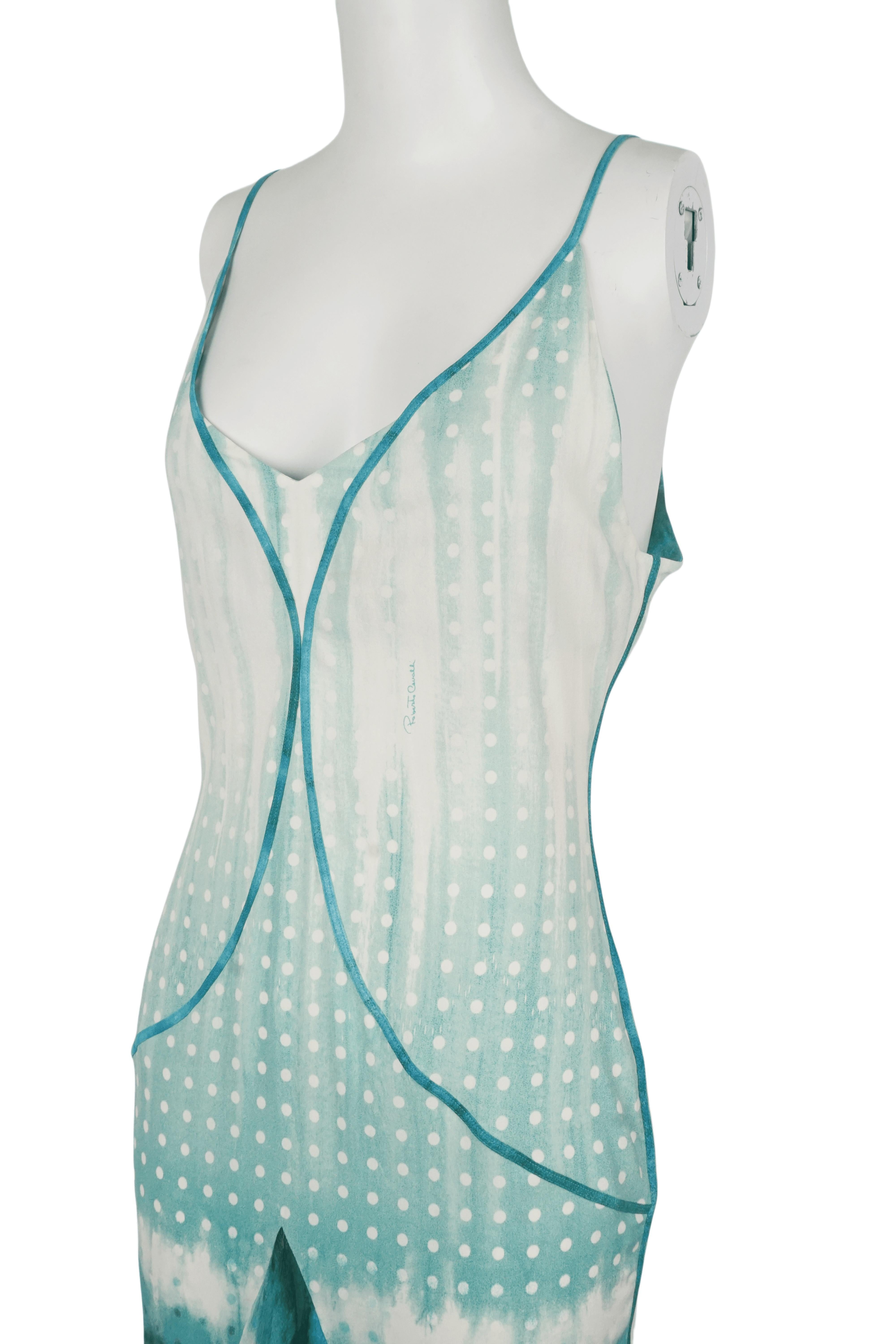ROBERTO CAVALLI S/s 2005 Blaues fließendes Dip-Dye-Kleid, gesehen in der Campagne im Angebot 2